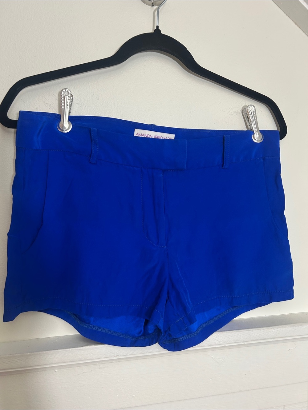 Amanda Uprichard Royal Blue 100% Silk Dress Shorts size Small - Picture 2 of 8